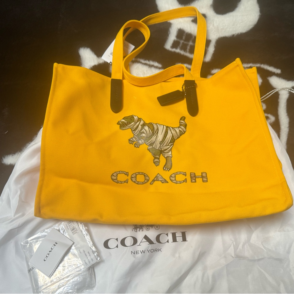 Coach Signature Yellow Mummy Rexy  Tote NWT